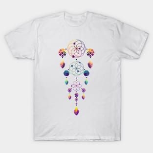 Dream Data Catcher Triple Tier | Rose Curves Circles White T-Shirt